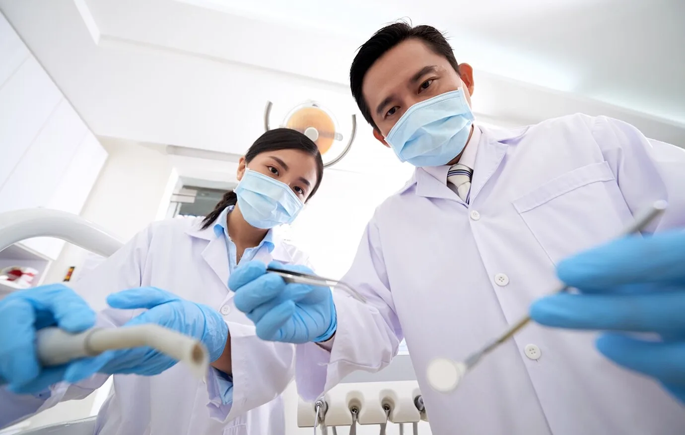 Dentists preparing instruments at Dental Leaf Multi Speciality Dental Clinic